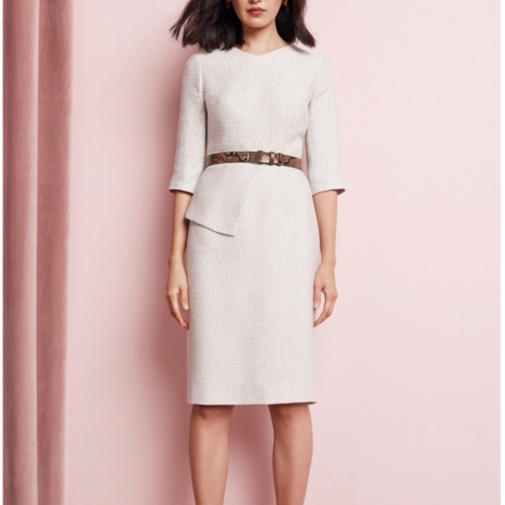 FOLD Brand Elegant Gray And White Tweed Women's Dress